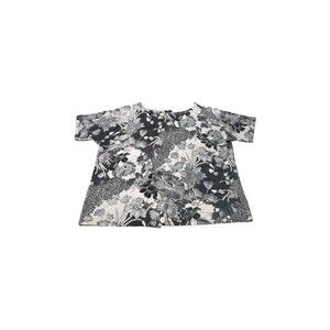 Talbots 2X Plus Soft Knit Top Black White Floral Blouse Boho Cute Mom Teacher